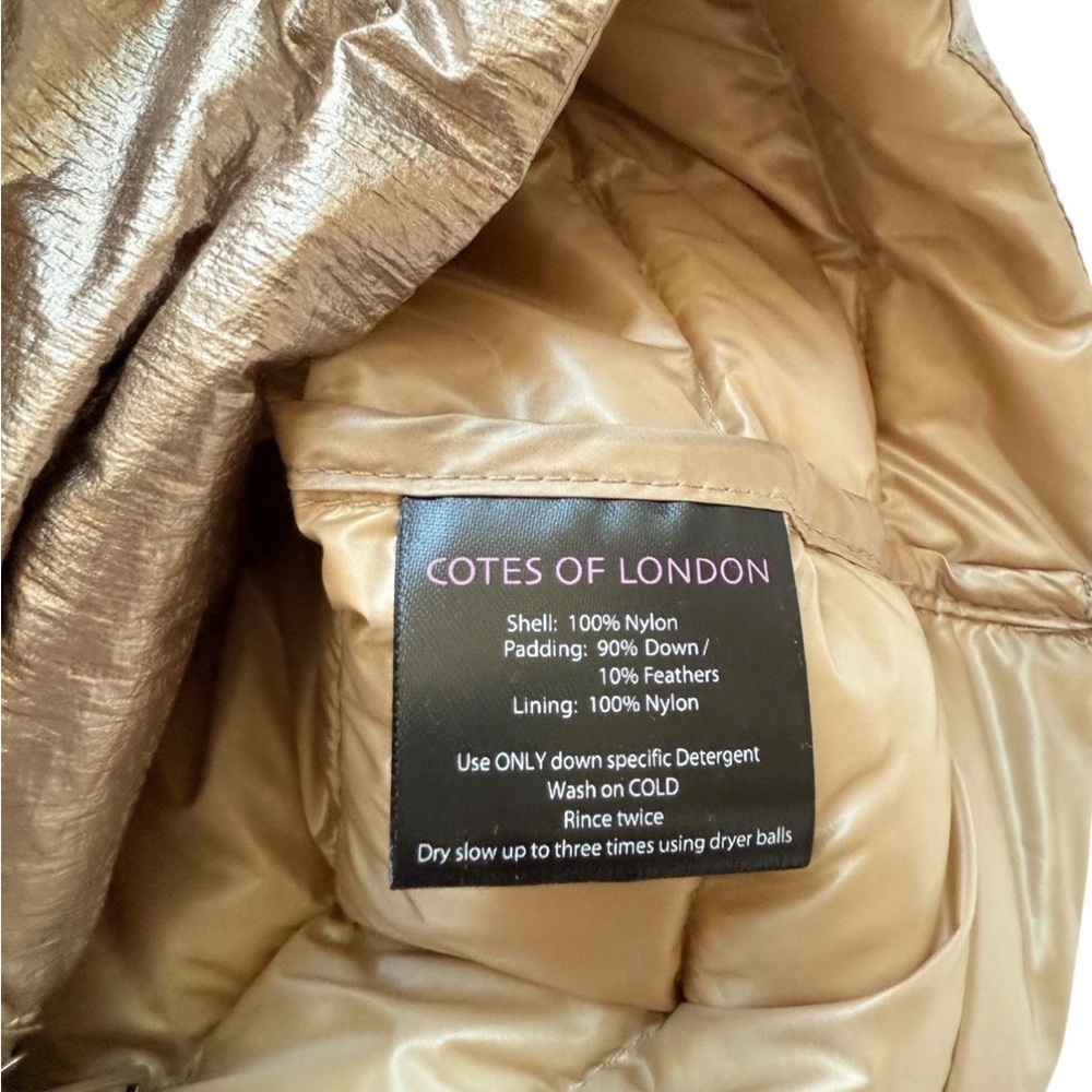 Cotes of London The St. Ives Sz XS Metallic Gold Lightweight Down Vest - Picture 9 of 10